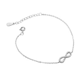 Hmzidz 925 Sterling Silver Infinity Bracelets for Women,Silver Diamond Bracelets for Ladies,Dainty Cubic Zirconia Chain Bracelet,Elegant Jewelry Bracelet Gift For Girlfriend,Adjustable