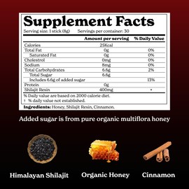 Better Alt Pure Himalayan Shilajit Cinnamon Honey Sticks with Organic Honey | Easy to Consume Shilajit| 30 Sticks for Energy Boost & Immune Support, 85+ Trace Minerals, 75%+ Fulvic Acid