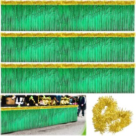 Crowye 10 Pcs St. Patrick's Day Parade Float Decorations St Patricks Day Car Decorations Include Foil Fringe Table Skirt and Foil Fringe Garland for Car Vehicle Golf Bus Festival Party Decor