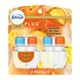 Febreze Plug In Refills New Luxe Limited Edition Plug In for Odor-Fighting Fade Defy PLUG Air Freshener, (2) Count of 0.87 fl oz Refills (Tropical Blend)