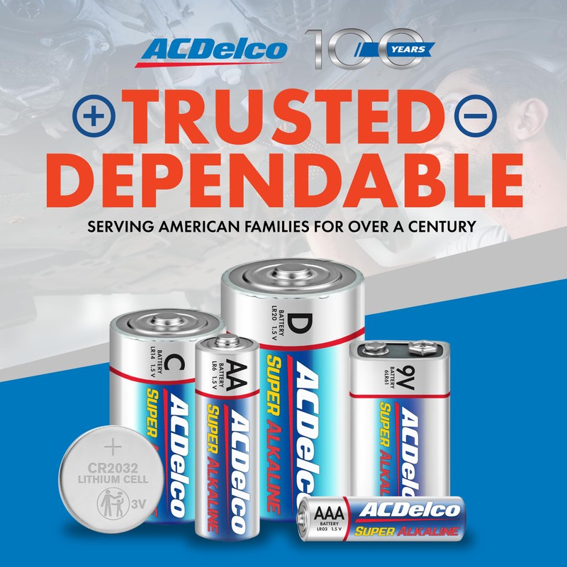 ACDelco 100-Count AA Batteries, Maximum Power Super Alkaline Battery, 10-Year