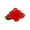 Capodimonte 6"" Inch Italian Handmade Ceramic Red Rose with Leaves,