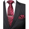 JEMYGINS Mens Check Silk Tie & Tie Clips & Bag