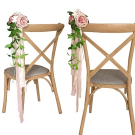 Lookein Set of 8 Pew Flowers for Wedding Ceremony Chair Decorations Bench Decoration Wedding Aisle Chair Decoration, Dusty Rose