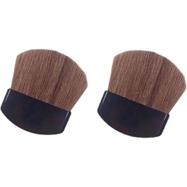 2Pcs Mini Blush and Powder Brush Set, Soft Synthetic Makeup Brushes for Face Cheeks Highlight, Travel-Friendly Cosmetic Tools