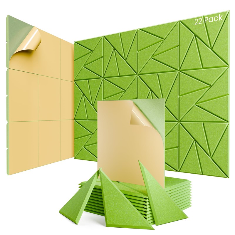 22 Pack Acoustic Panels with Self-Adhesive, 12"X 12"X 0.4"Sound Proof