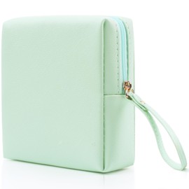 Teircno Sanitary Napkin Period bag for Teen Girls, Sanitary Napkin Storage Bag, PU Leather Sanitary Pad Bags Pounch, Portable Tampons Zipper Organizer Bag with Handle for School Girls