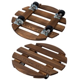 2pack Plant Caddy, 14" Wooden Plant Stand with Wheels Heavy Duty Rolling Plant Stand Round Plant Dolly Rollers Base Cart with Metal Lockable Casters for Outdoor/Indoor Large Plant Pot/Flower Pot/Patio