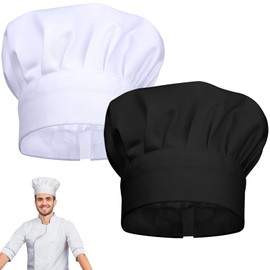 Risipu Chefs Hat with Elastic Band, Unisex Chef Hat with Adjustable Elastic Band, Chef Hat for Adults, Kitchen, Home, Restaurant and Hotel, black