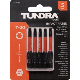Tundra Tools T20 Impact Screwdriving Star Bits 57681, 5 Pack, Impact Rated for Impact Drivers