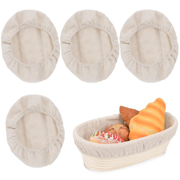 4 Pcs Oval Banneton Cloth Liner for Bread Natural Rattan