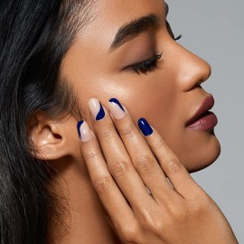 Static Nails Reusable Pop-On Manicure Set, Non-Damaging Glue-On Nails (Front Row Round) - False Nails with Static Nail Glue, Nail Set, Fake Acrylic Press On Nails