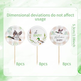 24 PCS Mallard Duck Cupcake Toppers Welcome Boy Baby Shower Oh Baby Cupcake Decorations A Little Duck Is on the Way Baby Shower Party Decor for Boys