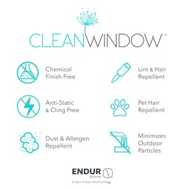 Clean Window Twill Stripe Allergy/Pet Friendly Anti-Dust Sheer Curtain Panel, 52" x 63", White/Linen