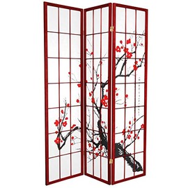 Red Lantern SS-BLOSSOM-Rosewood-3P Room Divider, 3 Panel, Rosewood
