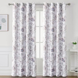 H.VERSAILTEX Blackout Curtains 96 Inch Length 2 Panels Set Floral Print Curtain Drapes for Living Room Thermal Insulated Grommet Window Curtains for Bedroom - Traditional Floral in Terracotta and Blue