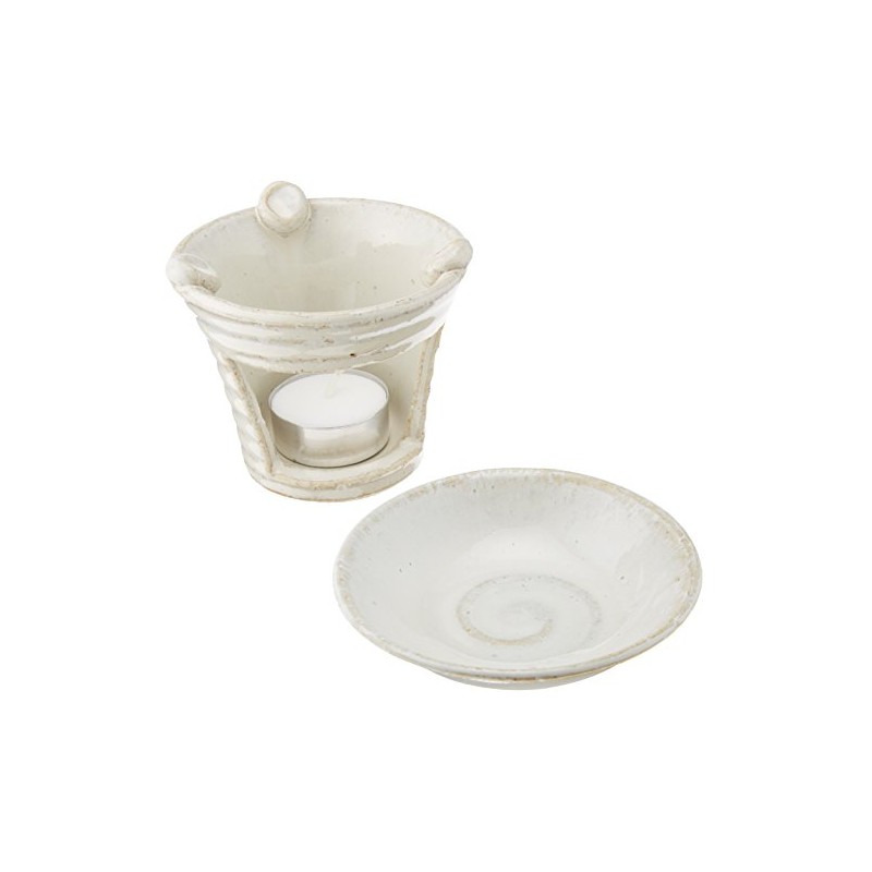White Hagi Tea Incense Burner, Hagi [H3.9 inches (10 cm)]