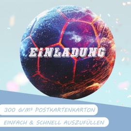 CraftWerk Football Invitation Cards Set of 12 – Birthday Invitation for Boys for Football Party and Children's Birthday – Diameter 14 cm