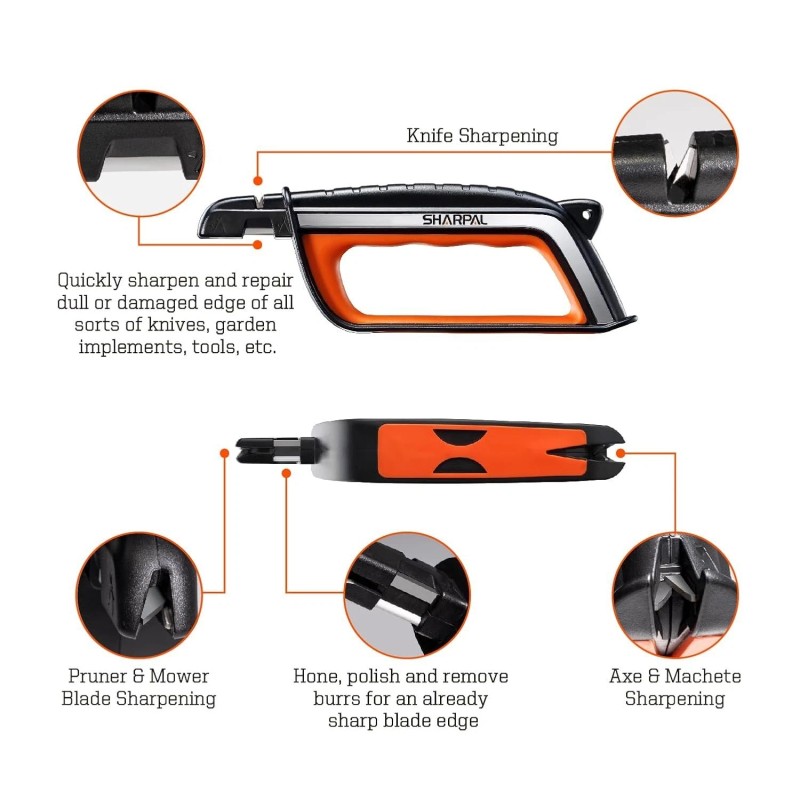 Professional 3-in-1 Sharpener for Knives and Gardening Tools - Easy