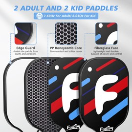 Fostoy Pickleball Net, Regulation Size 22 FT & Half Court 11 FT, Pickleball Set with 4 Fiberglass Paddles Outdoor Pickleballs and Carry Bag, Metal Frame for Backyards, Driveways, and Garages