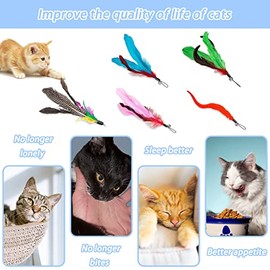 Juguetes Interactivos De Plumas para Gatos, Varita De Gato Retráctil, Juego de 11