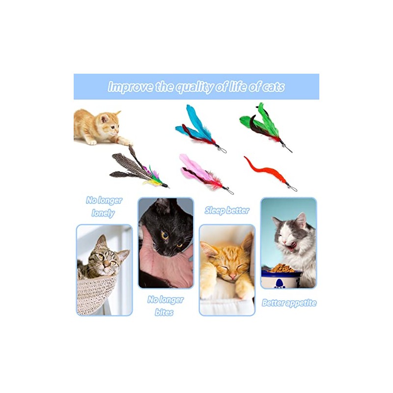 Juguetes Interactivos De Plumas para Gatos, Varita De Gato Retráctil,