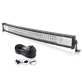 AUXTINGS 32 inch 405W Curved LED Light Bar Triple Row Work Light Spot Flood Beam with Wiring Harness kit Switch for Trucks Tractor 4X4 Boat Off Road Auto Fog Driving Lamp,12V 24V Waterproof