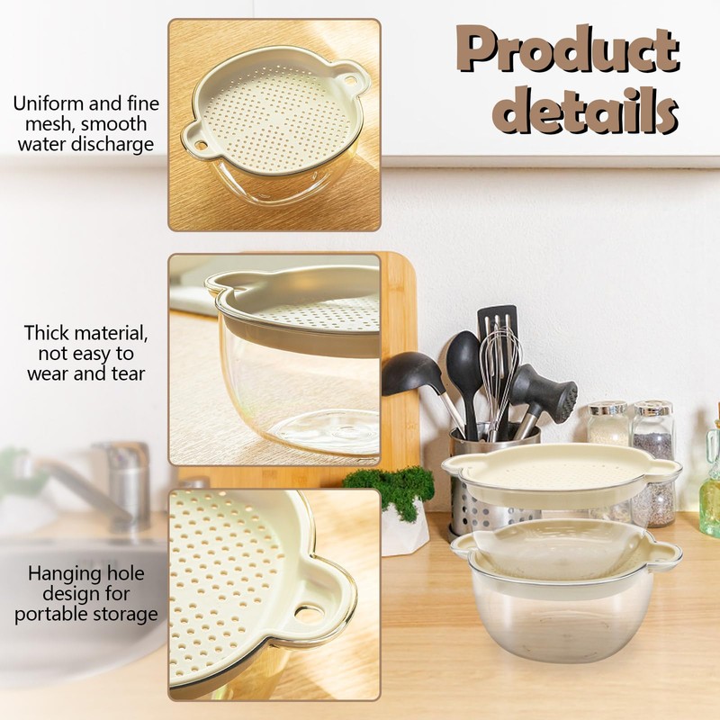 LELE LIFE Small Strainer with Handle, Double Layer Berry Strainer,