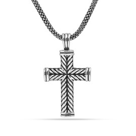 LeCalla 925 Sterling Silver Cross Pendant Antique Religious Necklace Pendant with Popcorn Chain for Women with Lobster Claw Clasp 18 Inches
