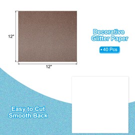PATIKIL 40Sheets Brown Glitter Cardstock Paper, 12 x 12 in 250gsm Square Premium Sparkly Paper Craft Cardstock Paper for Scrapbook Card Making DIY Art Projects Wedding Party