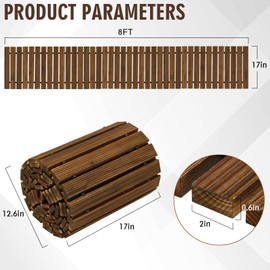 Coperat 8FT Wooden Garden Pathway,Outdoor Roll Out Decorative Straight Walkway,Weather-Resistant Patio Path,Non-Slip Pavers Boardwalk for Garden, Backyard, Beach, Wedding Party Pathways