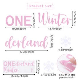 Winter Onederland Backdrop Sticker - Christmas 1st Birthday Snowflake Background Decal, Winter Snowflake Themed First Birthday Party Decorations, Girl's One Birthday Pink White Party Photo Props