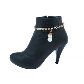 Alwasytyle4you New Women Gold Metal Chain Boot Bracelet Shoe Snowman Holiday Charm Adjustable