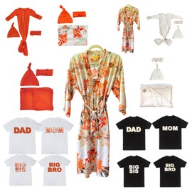 Day Of Blossom Matching Print Muslin Cotton Swaddle Blanket Solid Matching Hat and Mommy Robe Set