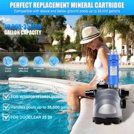 DWALE Replacement for Nature2 Duoclear 25 35 Mineral Cartridge,W28001 W28002 with Zodiac DuoClear Fusion, Fusion Soft,Vision Pro System Aboveground Ingroud Pool Vessels,for up to 35,000 Gallons Pool