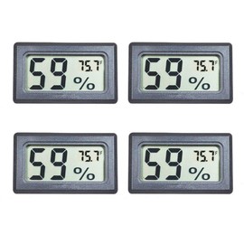 Veanic 4-Pack Mini Digital Electronic Temperature Humidity Meters Gauge Indoor Thermometer Hygrometer LCD Display for Humidors Car Greenhouse Indicator Room - Celsius ℃ Display