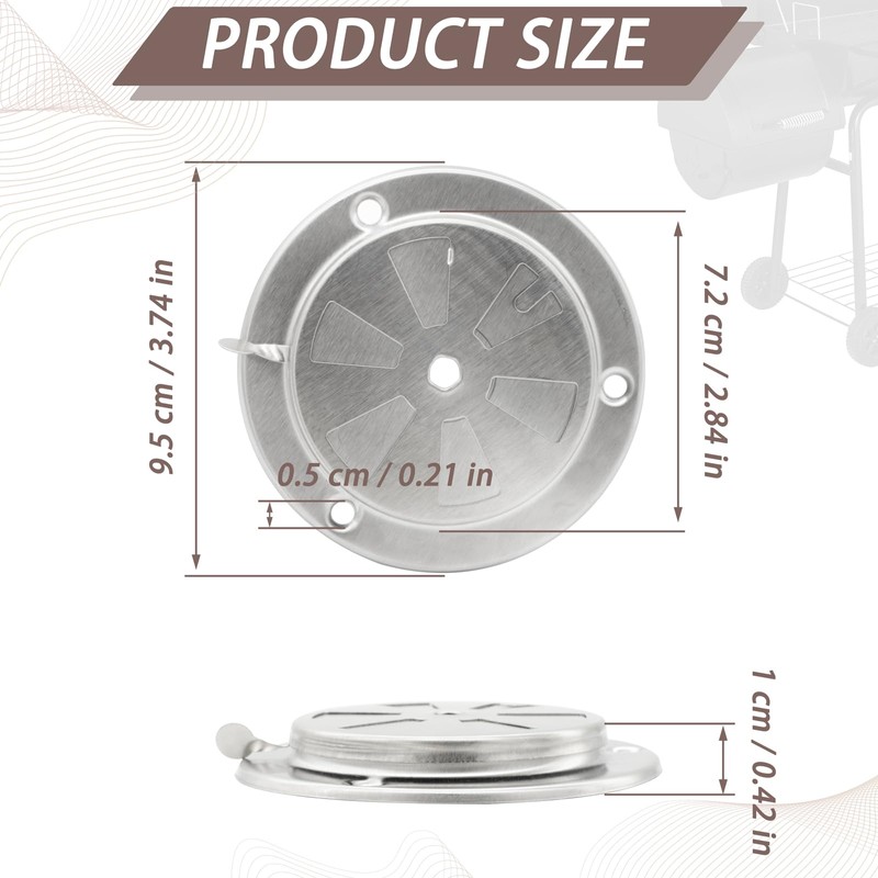 4 Pcs BBQ Smoker Air Vent Stainless Steel BBQ Grill