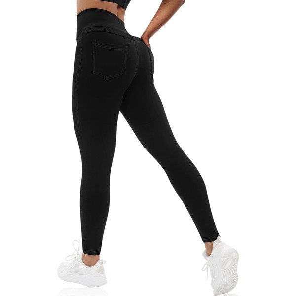 VOOVEEYA Curvy Womens Leggings, High Waisted Yoga Pants with Back