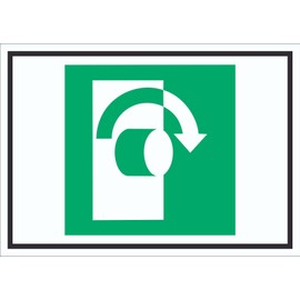 Opening by turning right symbol sign A5 (148 x 210 mm)