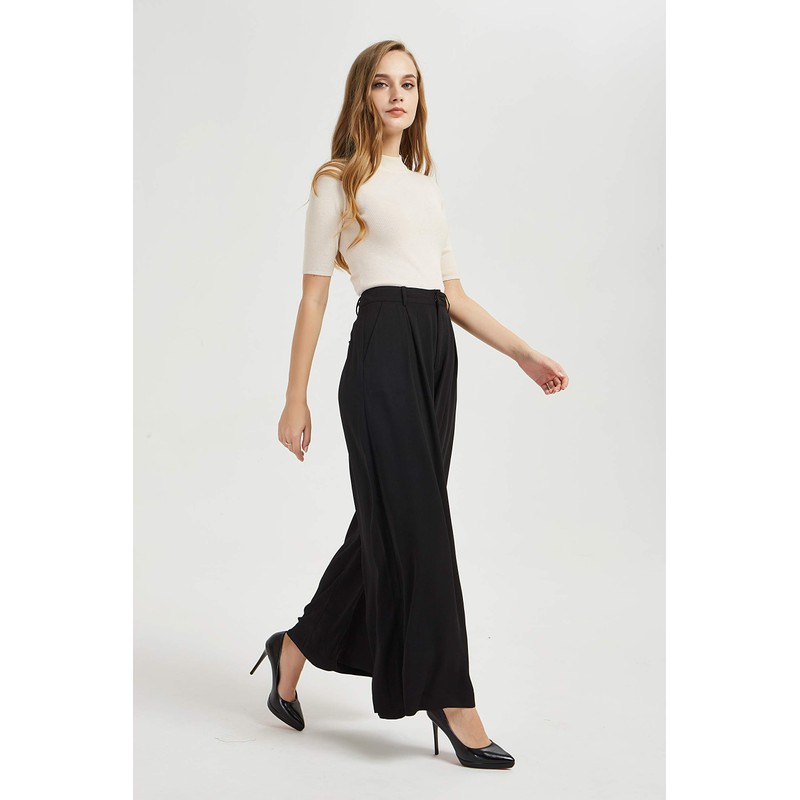 Tronjori Women High Waist Casual Wide Leg Long Palazzo Pants