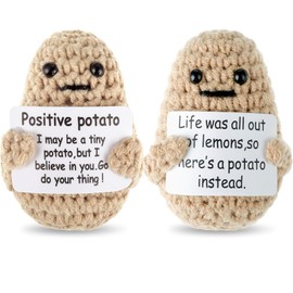 2 Pieces Mini Funny Knitted Potato, 3 Inch Potato Doll Crochet Cute Wool Funny Knitted Doll with Active Card Cheer up Gifts for Christmas Birthday Friends Party Decoration Encouragement