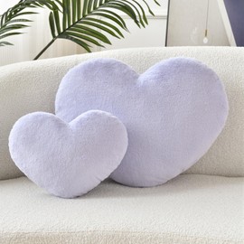 Petrella Heart Pillow Cute Fuzzy Pillows Throw Pillows for Bed Livingroom Home Decor Cushion Decorative Aesthetic Preppy Pillows Purple,Large 19"x15"