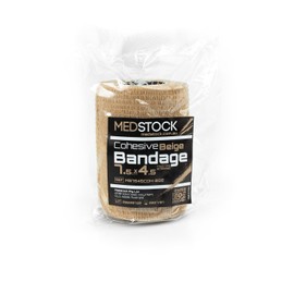 MEDSTOCK Cohesive Bandage, 7.5CM X 4.5M Stretched, Beige - 12 Rolls, Wound Care, Hypoallergenic, Breathable Elastic Self Adherent Wrap for People & Pets, Supports Injured Joints and Muscles