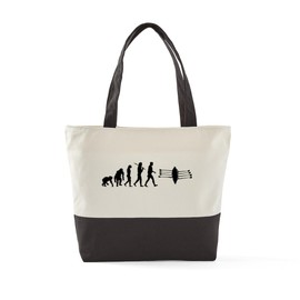 CafePress Rowing Evolution Canvas Tote Top Zipper Closure