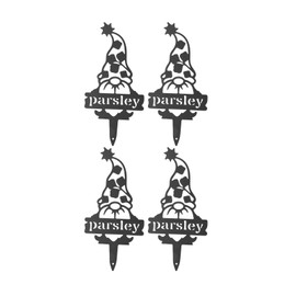 4Pcs Garden Gnome Plant Markers Durable Rustproof Decorative Metal Plant Marker Plant Label Stake for Garden Lawn Yard Parsley