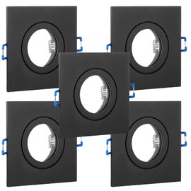 trendlights24 Mare IP44 Ceiling LED Bathroom Recessed Spotlight 230 V Set of 5 - 5 W 400 lm Ultra Flat 35 mm - Black Square - Recessed Light Warm White