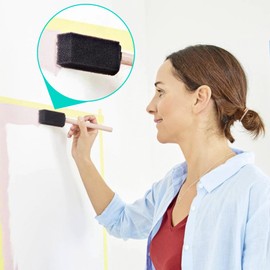 HINZIC 4 Pcs 4 Sizes Foam Paint Brushes, 1inch 2inch 3inch 4inch Wood Handle Sponge Brushes Black for Painting, Staining, Varnishes, and DIY Craft Projects