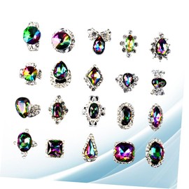 Healeved 20pc Multicolored Ab Diamond Nail Art Rhinestones for Nail Jewelry Random Styles for Home Salon Use and More