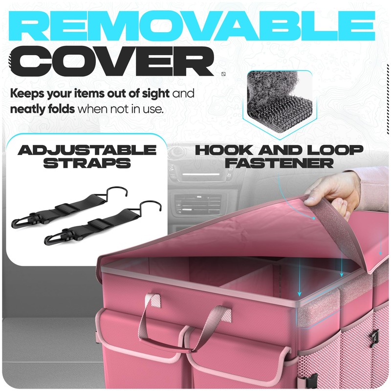FORTEM Trunk Organizer For SUV Car Trunk Organizer, Foldable Storage,