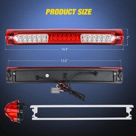 Nilight Third Brake Light Tail High Mount 3rd Stop Cargo Reverse Lights Red Lens Compatible with Ford F150 1997 1998 1999 2000 2001 2002 2003 F-150 Heritage 2004 Pickup Truck Rear Cab Lamp